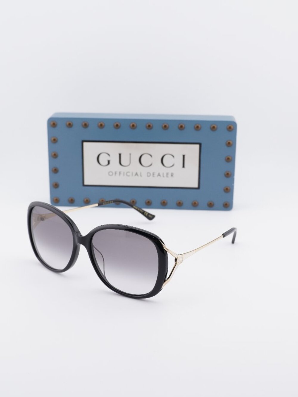 Gucci GG0649SK 001 Butterfly Sunglasses - Black / Grey